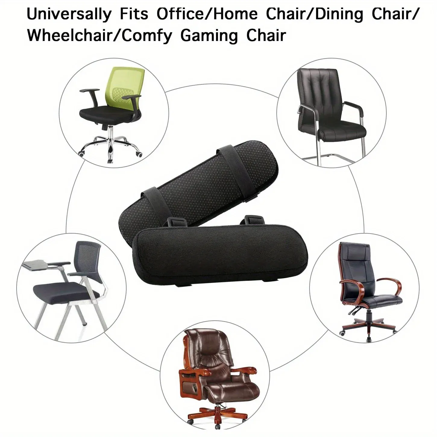 Coussinets d'accoudoir en mousse à mémoire de forme pour chaise de bureau, soutien du coude, housses universelles, 1 pièce 4