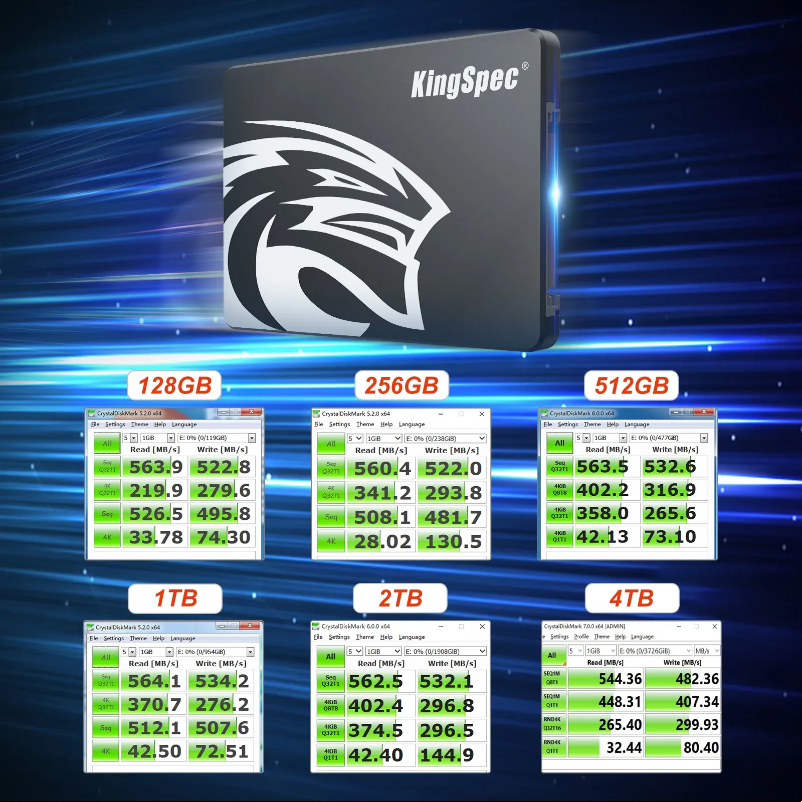 Disque SSD interne 2,5 pouces SATA KingSpec pour ordinateur portable et PC 4