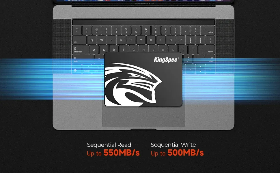 Disque SSD KingSpec en situation d'utilisation pour la vitesse