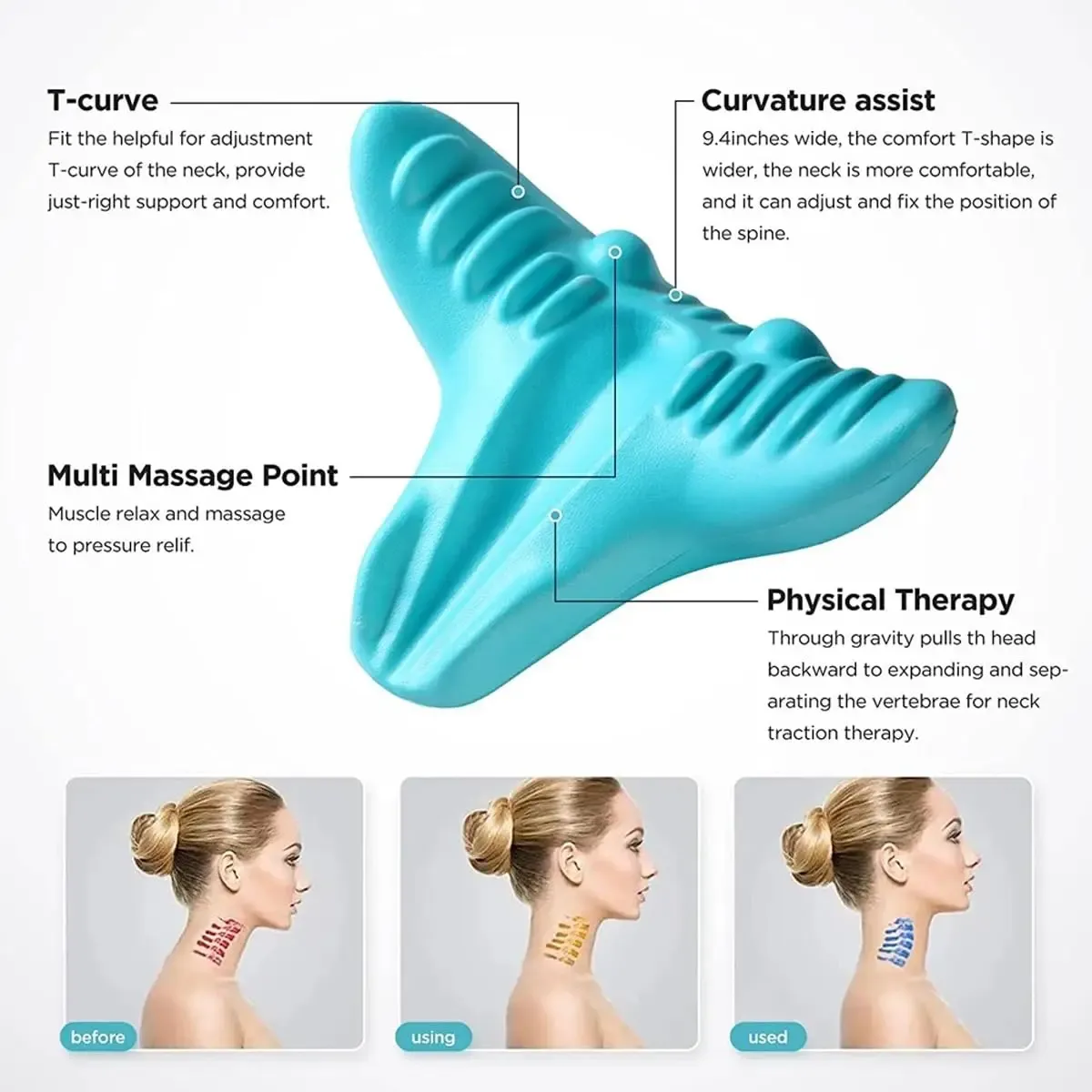 Relaxeur de cou et d'épaules, dispositif de traction cervicale, masseur d'acupression pour le cou, les épaules et le dos, oreiller de massage 3