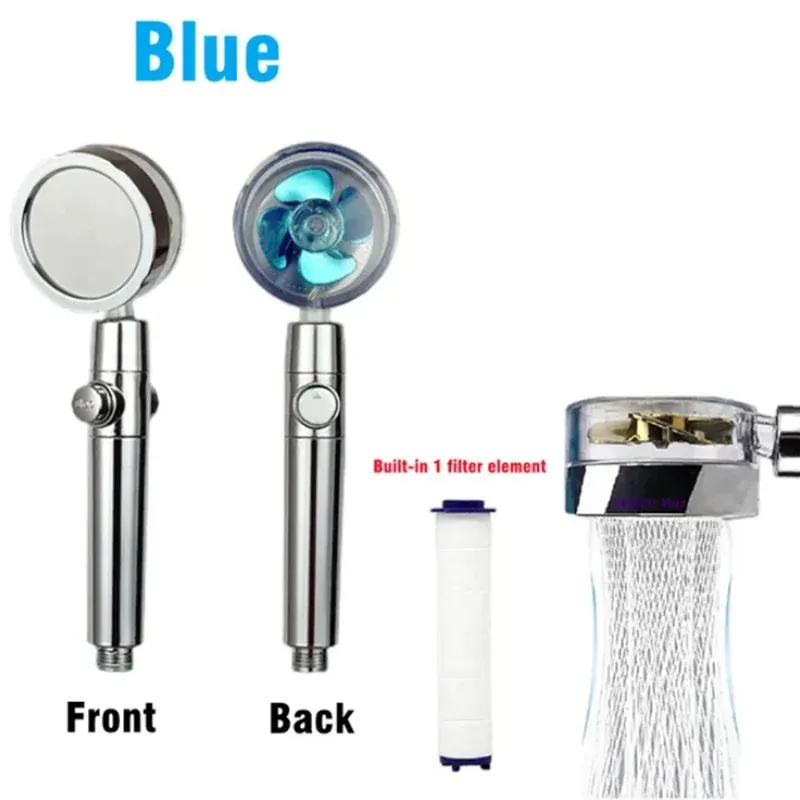 Pommeau de douche Turbo haute pression, rotation à 360°, économie d'eau, jet réglable, avec filtres 8