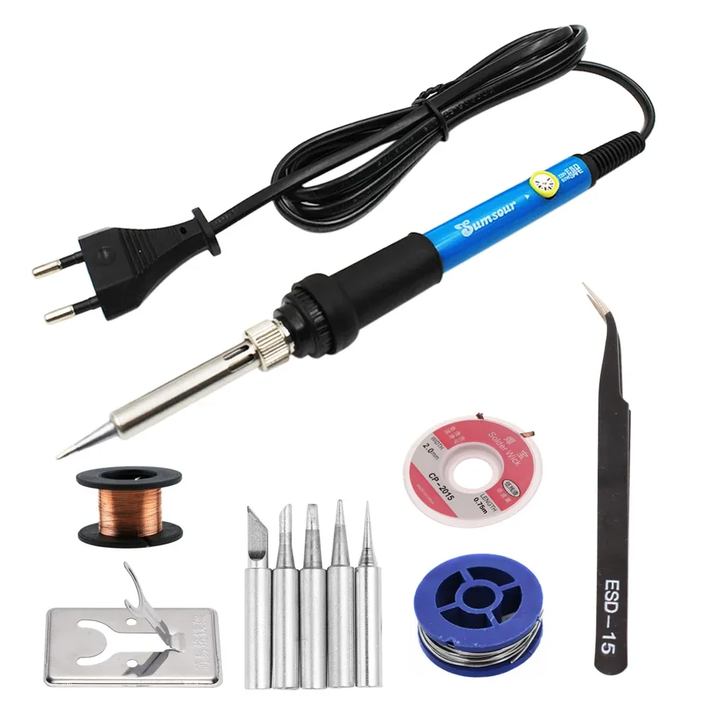 Fer à souder électrique à température réglable avec écran numérique, kit d'outils de réparation électronique et pointes 60 W/80 W 13