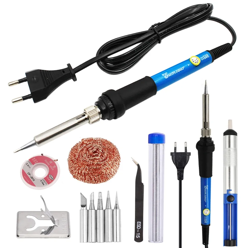 Fer à souder électrique à température réglable avec écran numérique, kit d'outils de réparation électronique et pointes 60 W/80 W 14