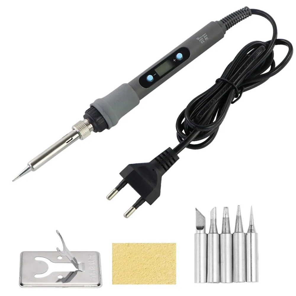 Fer à souder électrique à température réglable avec écran numérique, kit d'outils de réparation électronique et pointes 60 W/80 W 7