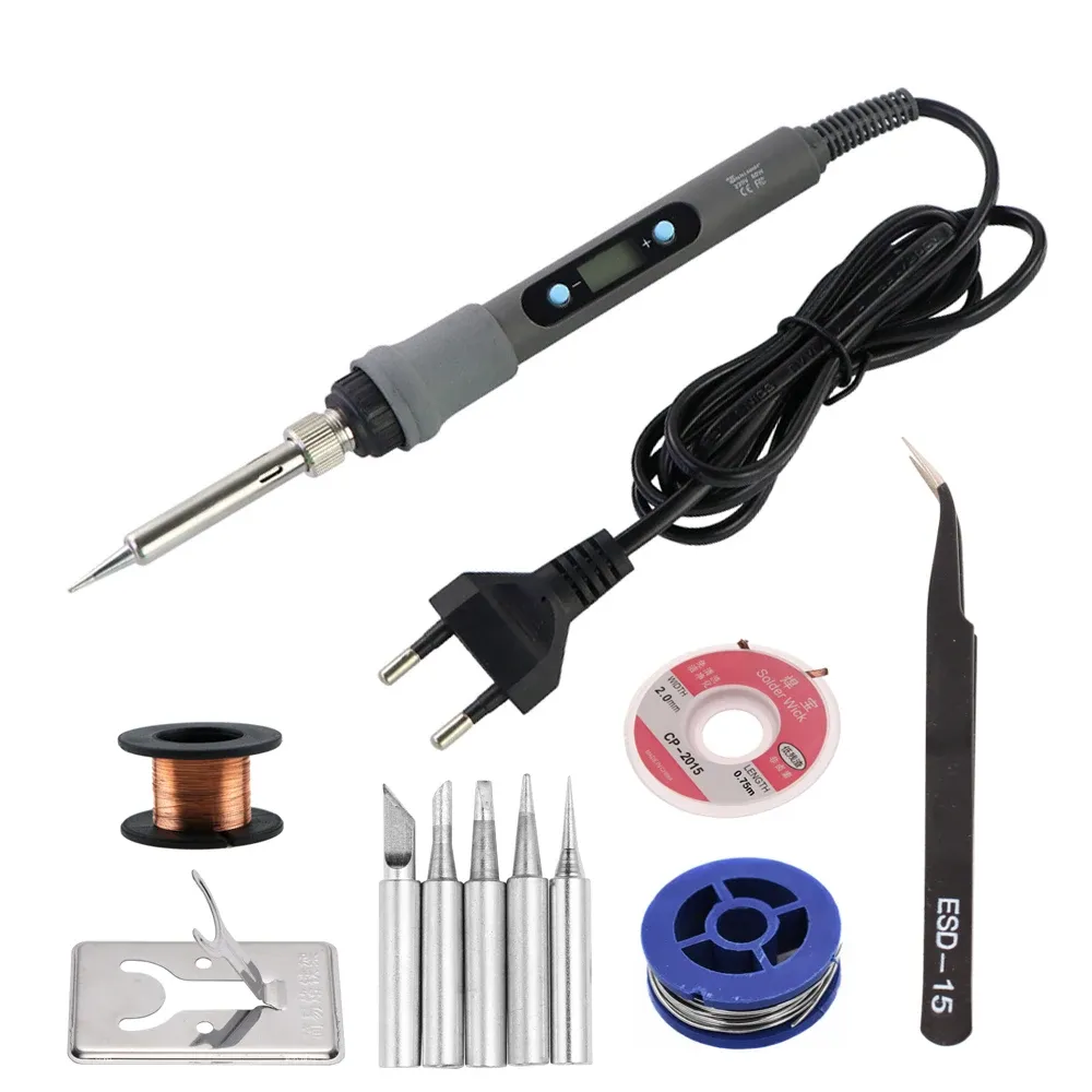 Fer à souder électrique à température réglable avec écran numérique, kit d'outils de réparation électronique et pointes 60 W/80 W 8