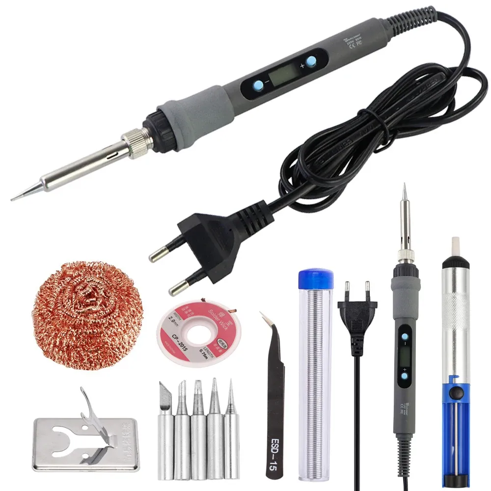 Fer à souder électrique à température réglable avec écran numérique, kit d'outils de réparation électronique et pointes 60 W/80 W 9