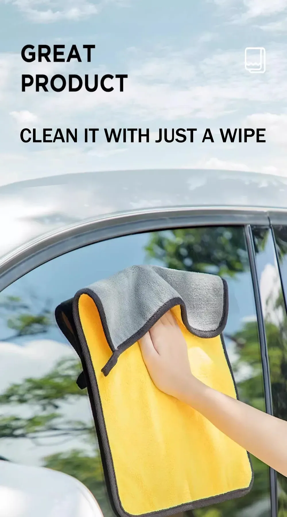 Serviette en microfibre pour nettoyage de voiture, vue principale