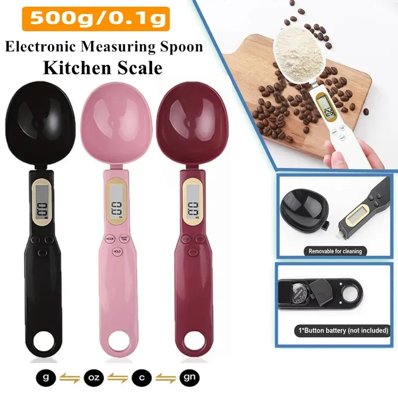 Cuillère doseuse numérique électronique 0,1–500 g, écran LCD, balance alimentaire pour cuisine, farine, lait, café et poudres 1