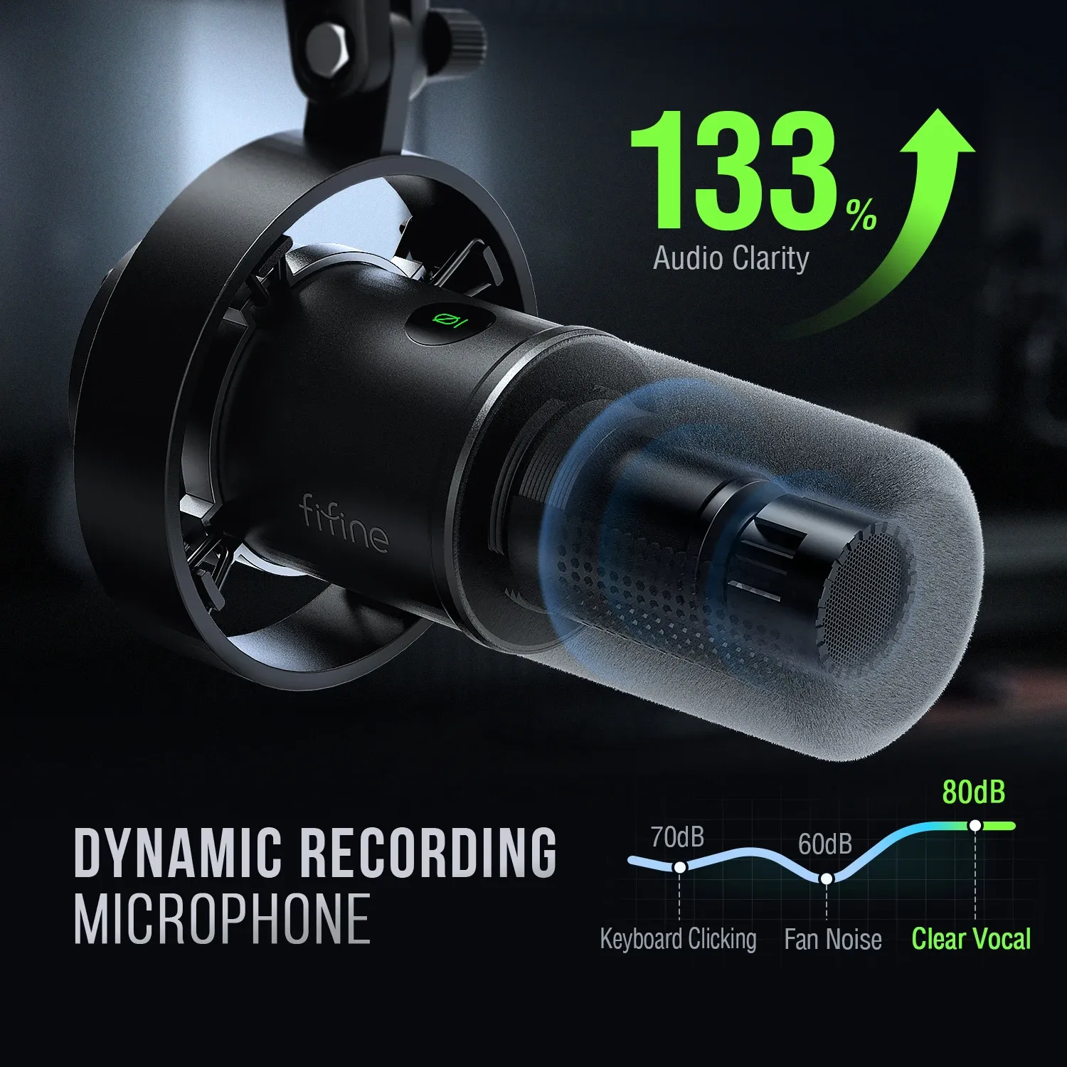 FIFINE K688 – Microphone dynamique USB/XLR avec support antichoc, bouton de sourdine tactile et contrôle du volume, compatible PC et carte son 2