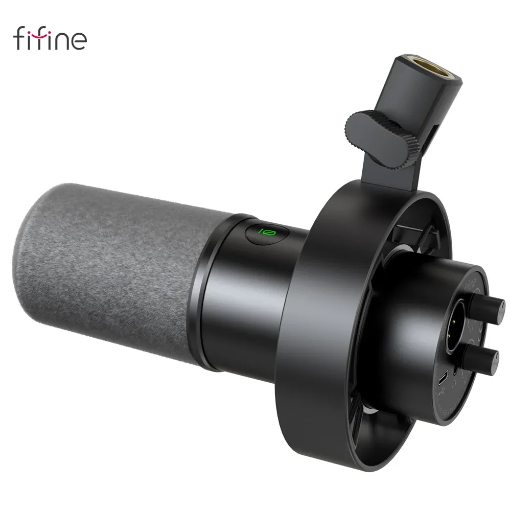 FIFINE K688 – Microphone dynamique USB/XLR avec support antichoc, bouton de sourdine tactile et contrôle du volume, compatible PC et carte son 8