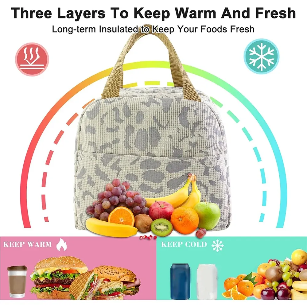 Sac isotherme à motif encre, sac à bento, sac à lunch, sac isotherme de voyage pour glace en plein air, sac de pique-nique, lot de 1 4