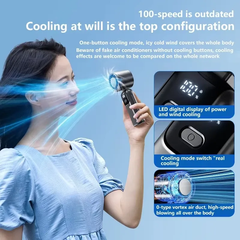 Ventilateur portable Lenovo à refroidissement par glace, 100 vitesses, mode turbo, USB, pliable et suspendable pour l'extérieur 2