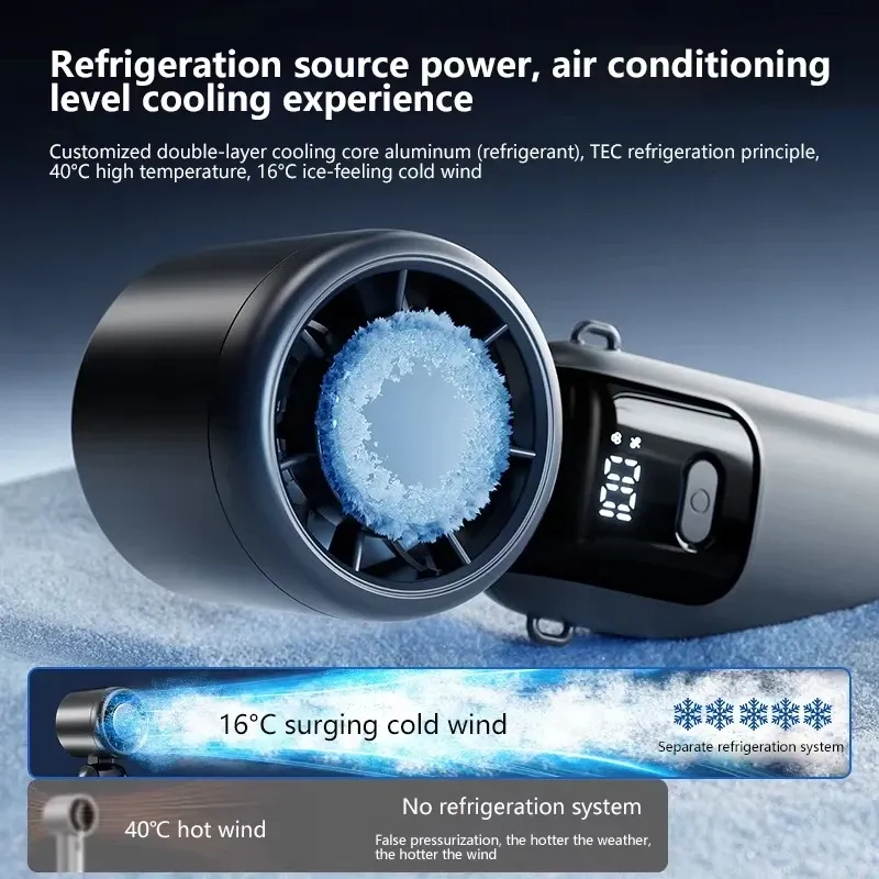 Ventilateur portable Lenovo à refroidissement par glace, 100 vitesses, mode turbo, USB, pliable et suspendable pour l'extérieur 5