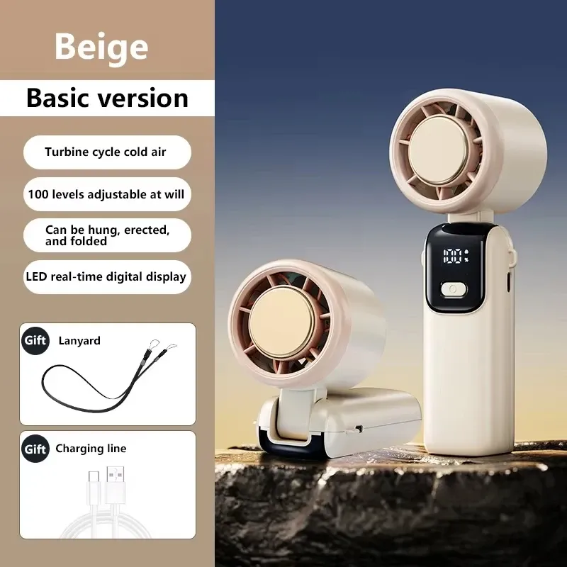 Ventilateur portable Lenovo à refroidissement par glace, 100 vitesses, mode turbo, USB, pliable et suspendable pour l'extérieur 13
