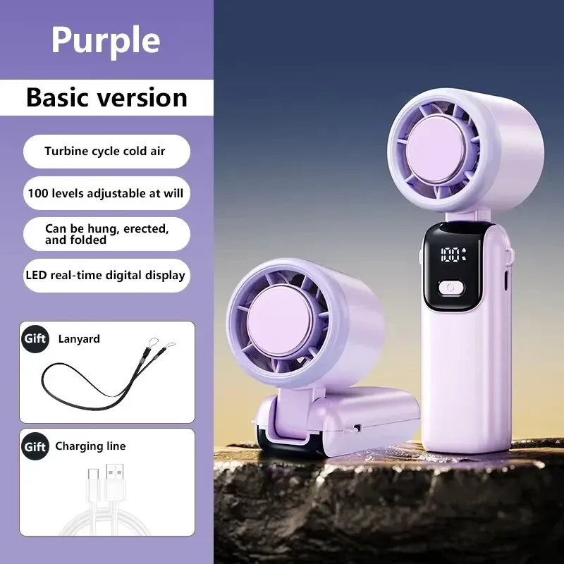 Ventilateur portable Lenovo à refroidissement par glace, 100 vitesses, mode turbo, USB, pliable et suspendable pour l'extérieur 10