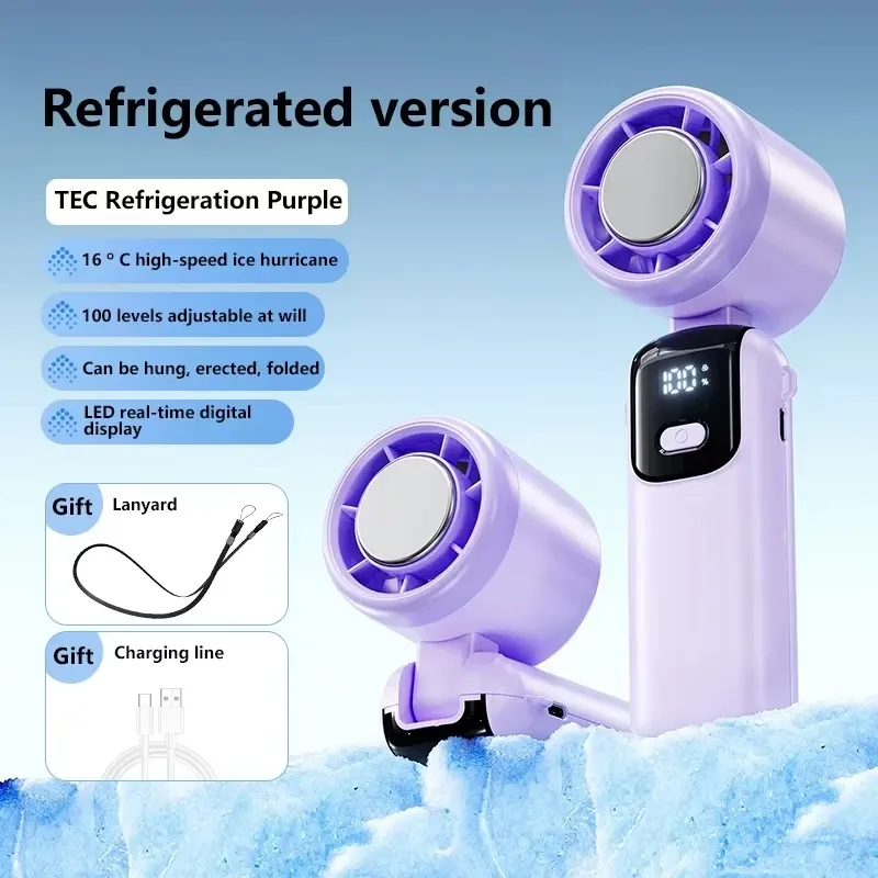 Ventilateur portable Lenovo à refroidissement par glace, 100 vitesses, mode turbo, USB, pliable et suspendable pour l'extérieur 12