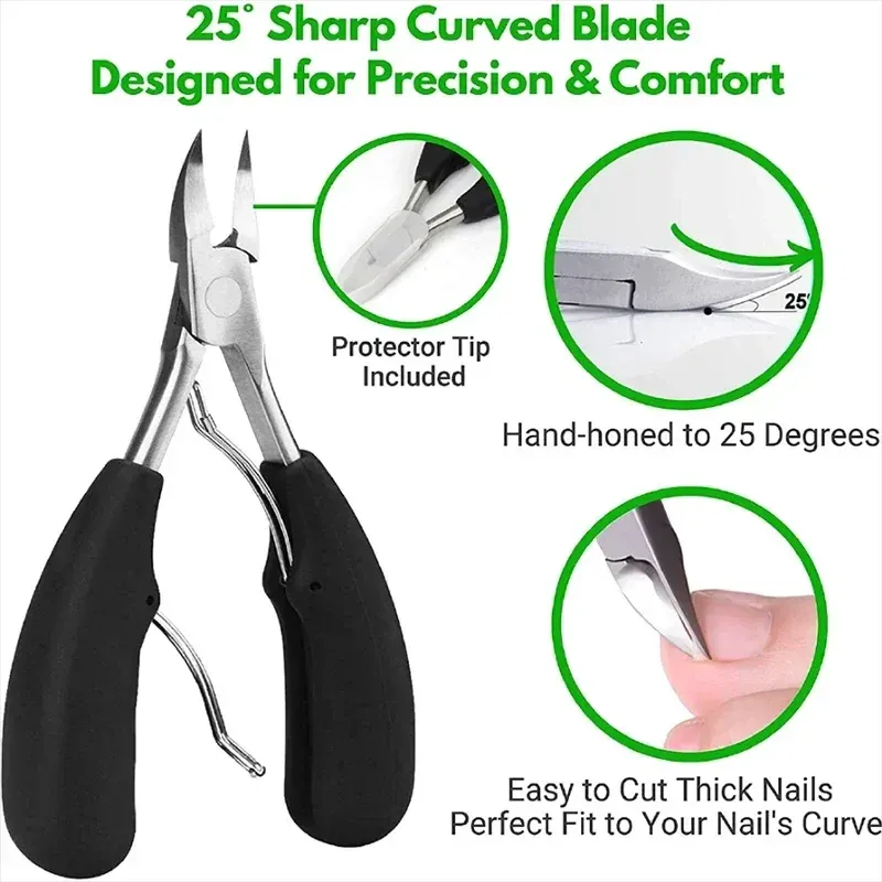 Ensemble de coupe-ongles épais pour ongles incarnés, coupe-ongles robuste de qualité podologue, repousse-cuticules, manucure et pédicure, outils pour ongles 5