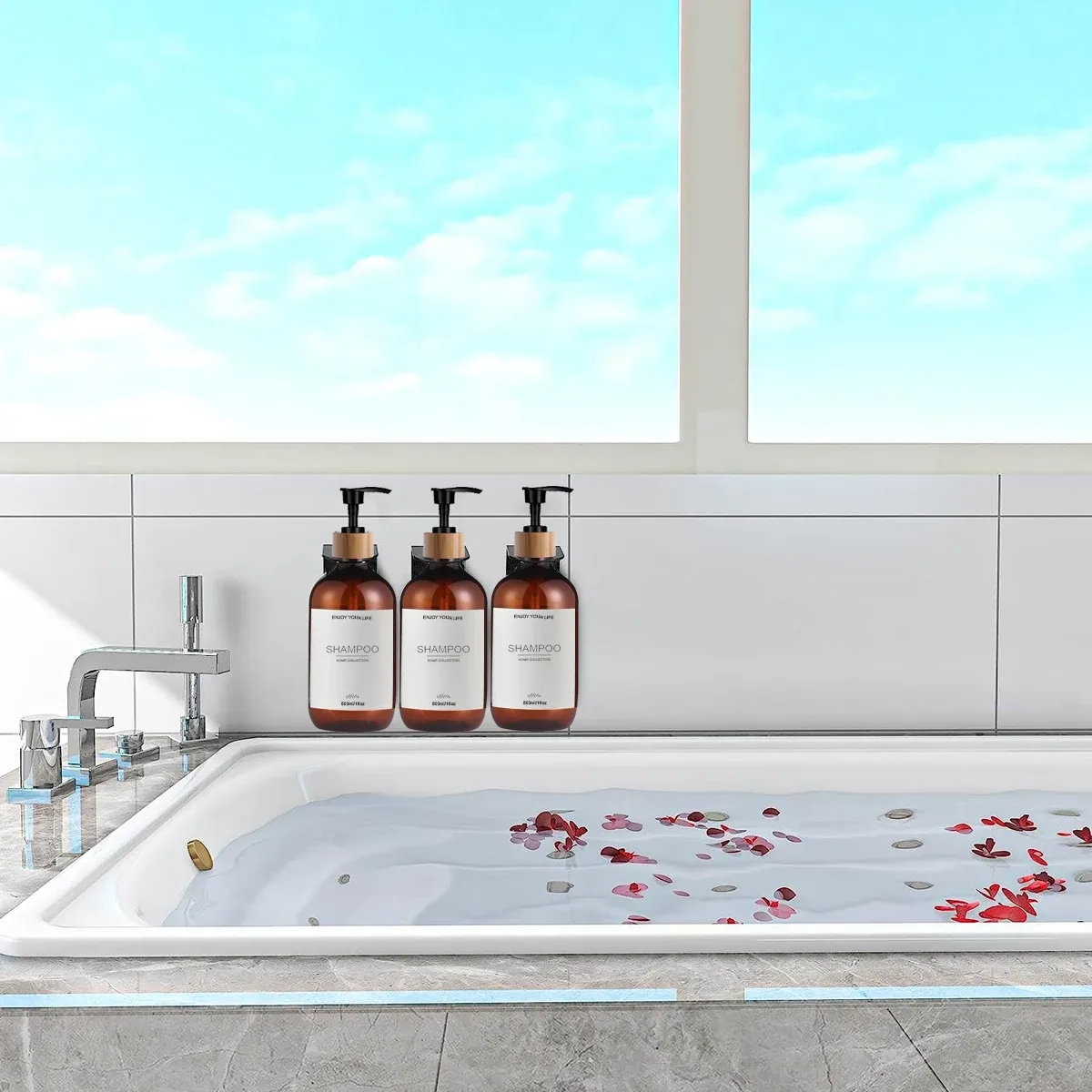 Distributeur de shampoing en contexte de douche
