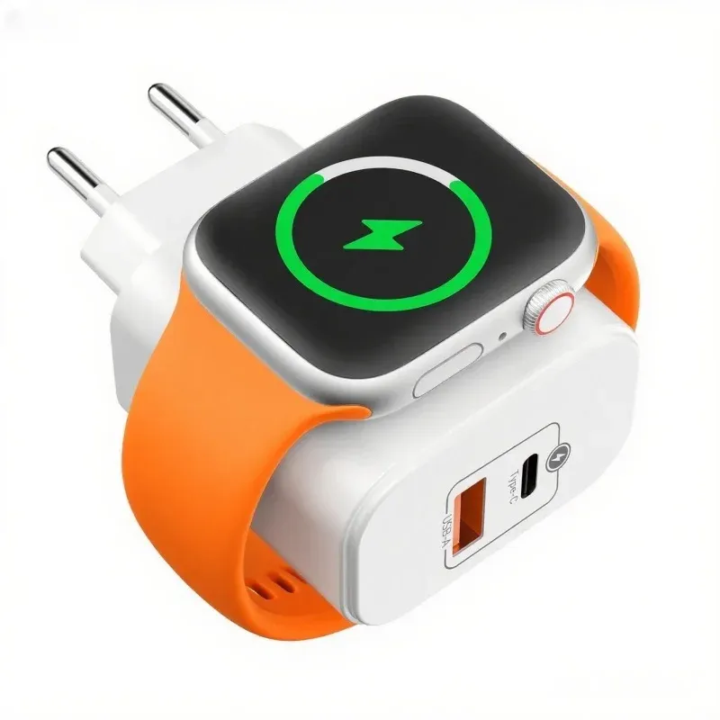 Chargeur sans fil 3-en-1 pour Apple Watch et iPhone, PD 20 W, avec 2 ports USB-C et USB-A 1