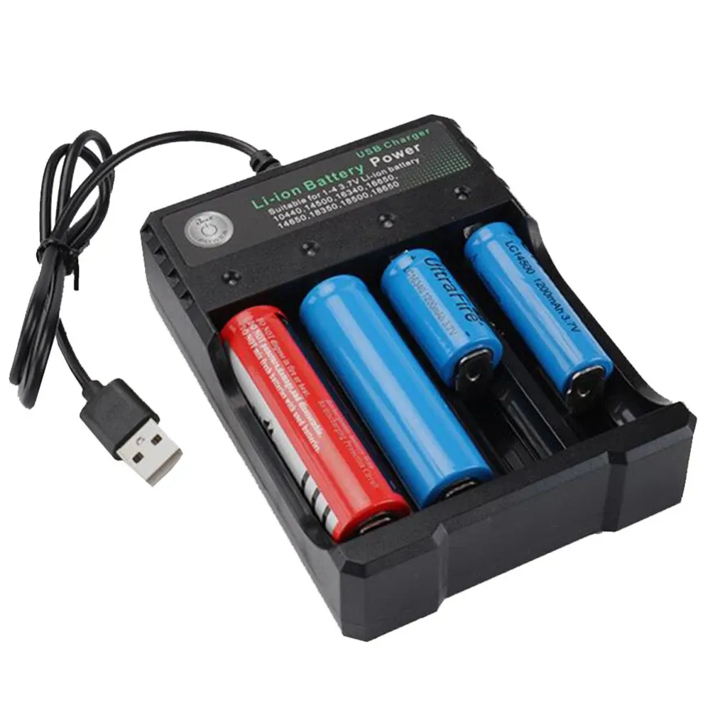 Chargeur USB 4 emplacements, charge indépendante, batterie Li-ion 4.2V, 2X 3X 4X, chargeur portable rechargeable pour 18650 18350 18500 2