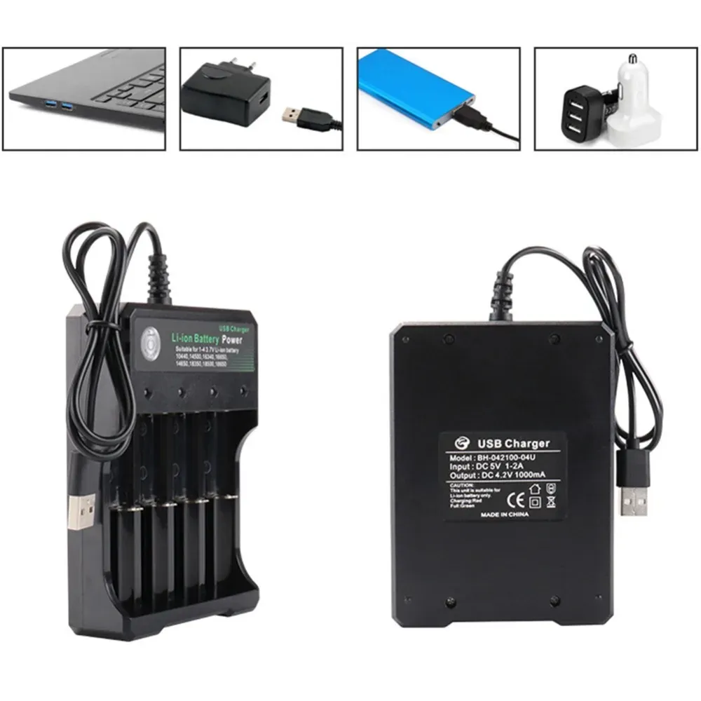 Chargeur USB, présentation des emplacements