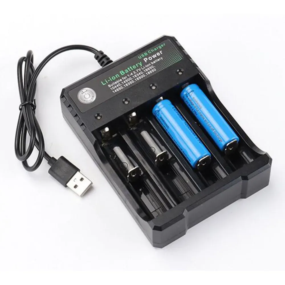 Chargeur USB 4 emplacements, charge indépendante, batterie Li-ion 4.2V, 2X 3X 4X, chargeur portable rechargeable pour 18650 18350 18500 9