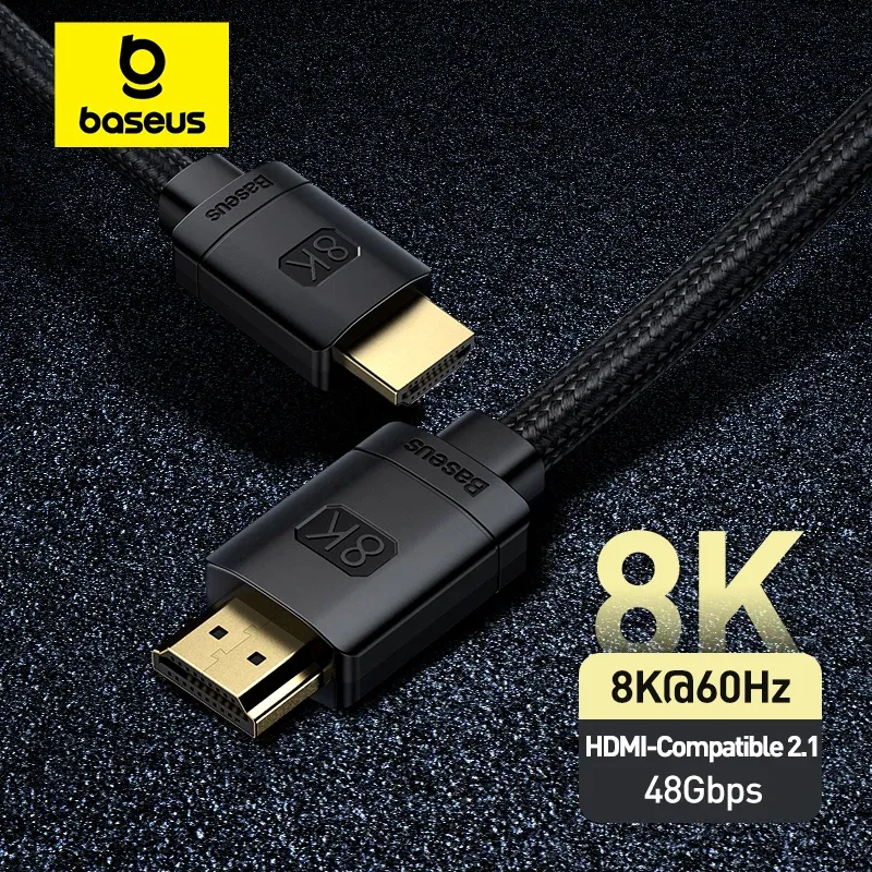 Câble HDMI Baseus 48 Gbps pour Xiaomi Mi Box, PS5, PS4 – Compatible 8K/60Hz, 4K 2.0 et 2.1 1