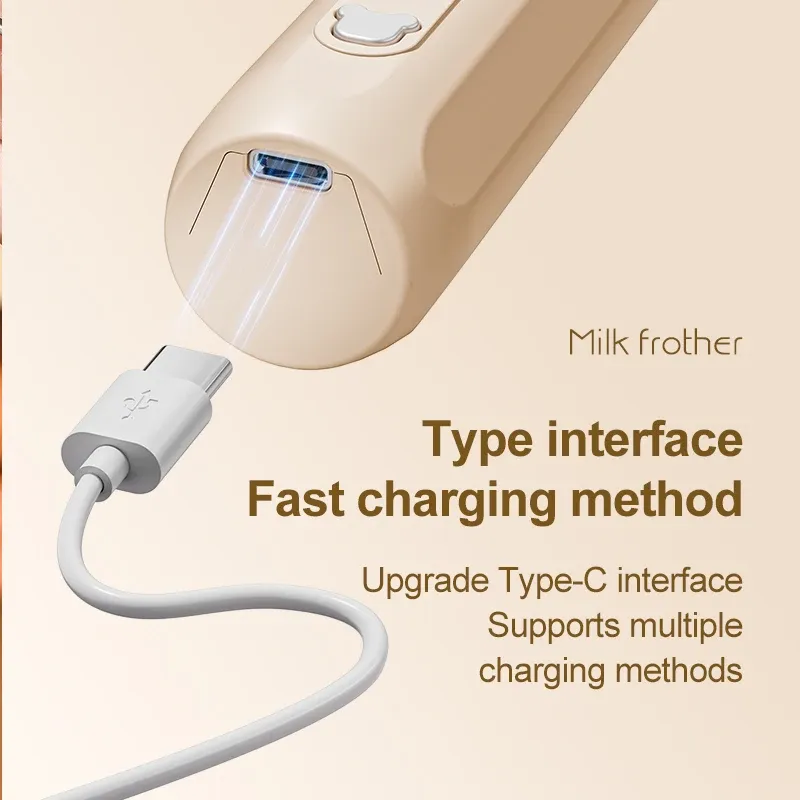 Mousseur à lait électrique rechargeable USB, 3 vitesses 6