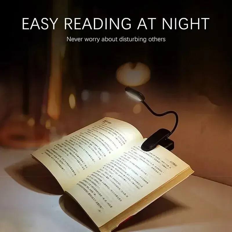 Lampe LED flexible à pince pour livre, réglable et portable, alimentée par batterie 2