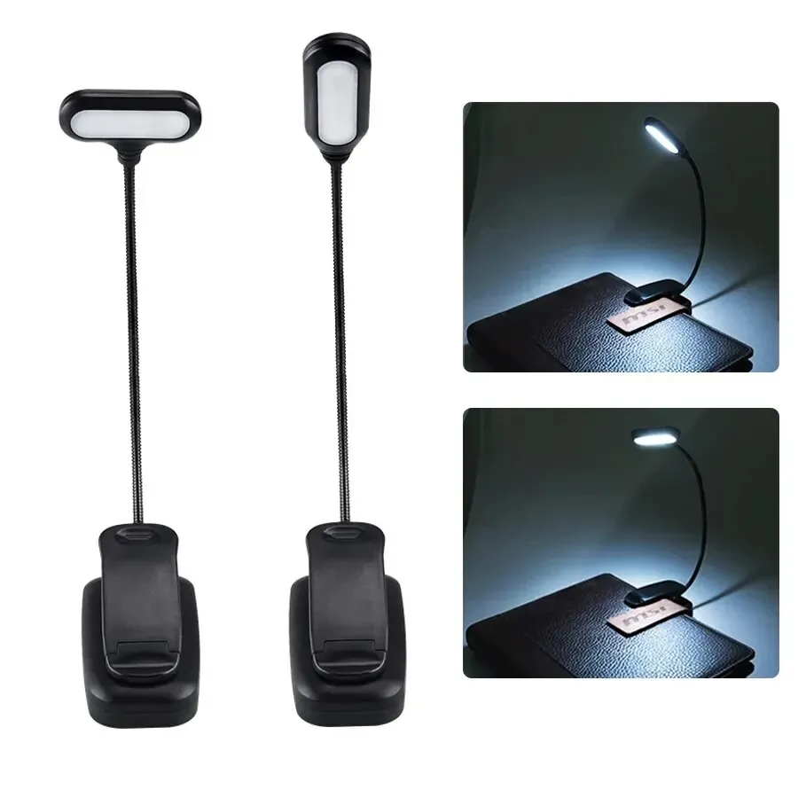 Lampe LED flexible à pince pour livre, réglable et portable, alimentée par batterie - Image 1