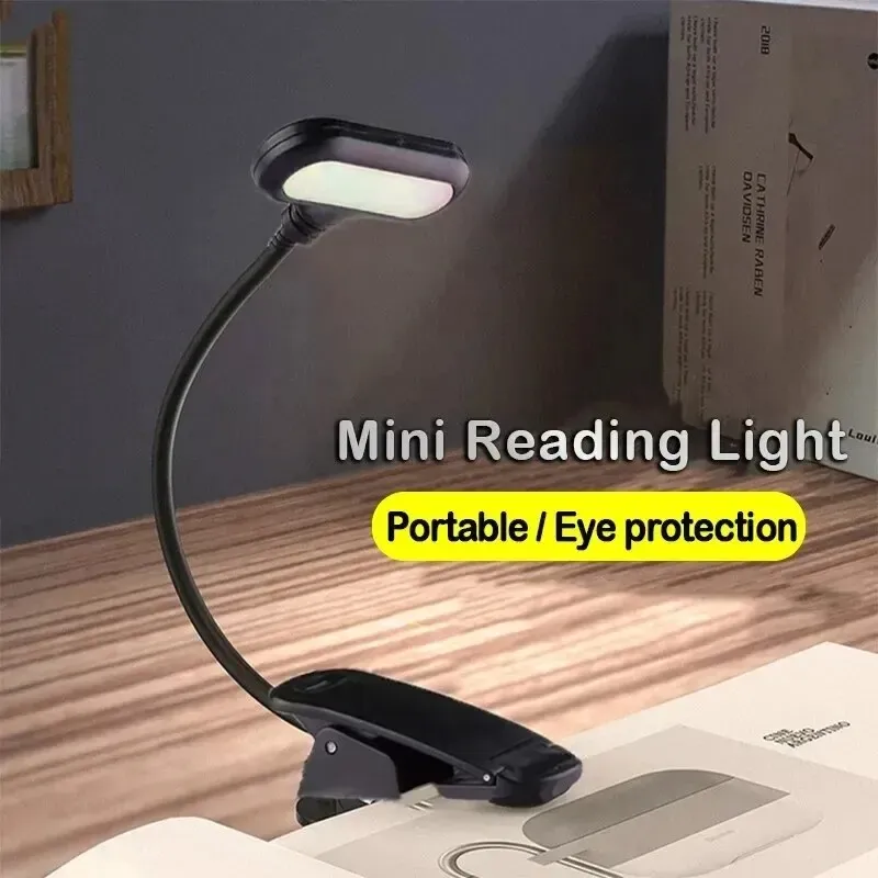 Lampe LED flexible à pince pour livre, réglable et portable, alimentée par batterie 3