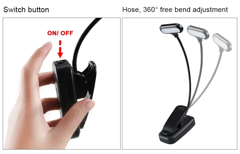 Lampe LED réglable à clipser pour livre