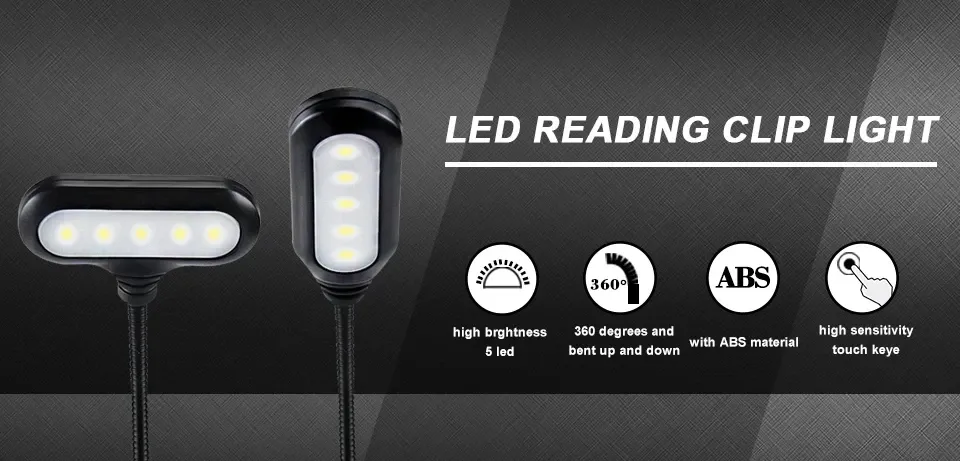 Lampe LED réglable à clipser pour livre
