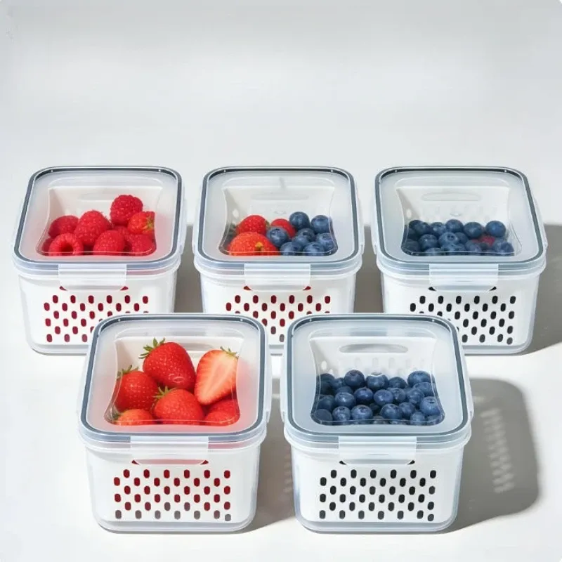 Lot de 6 Contenants de Rangement pour Fruits avec Passoire Amovible pour Réfrigérateur – Conservation Prolongée des Baies et Fruits Frais 4