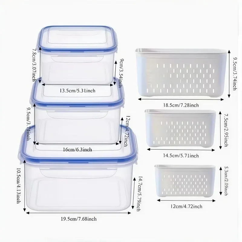 Lot de 6 Contenants de Rangement pour Fruits avec Passoire Amovible pour Réfrigérateur – Conservation Prolongée des Baies et Fruits Frais 5