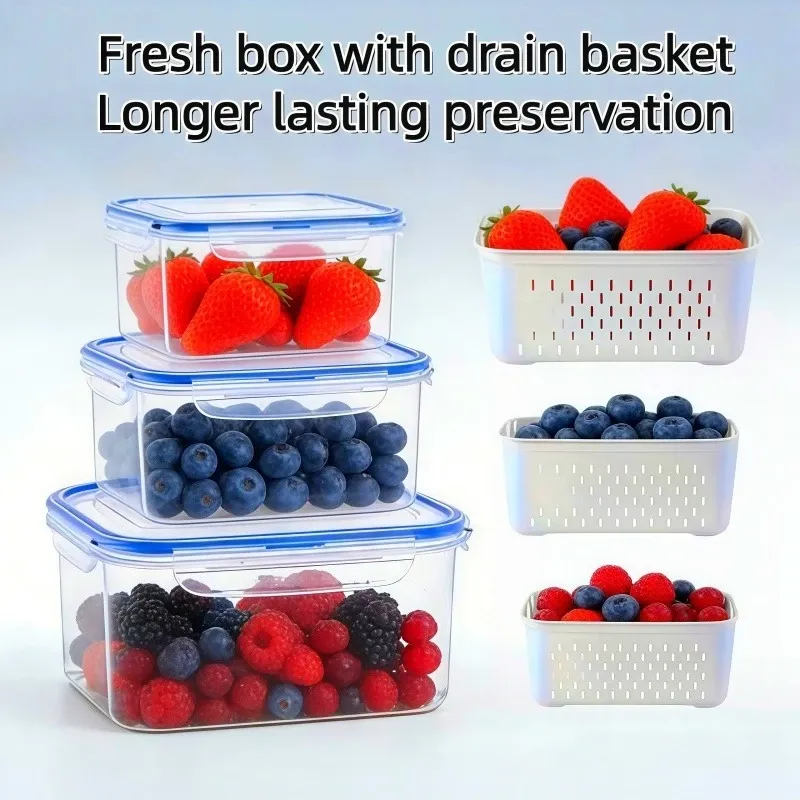 Lot de 6 Contenants de Rangement pour Fruits avec Passoire Amovible pour Réfrigérateur – Conservation Prolongée des Baies et Fruits Frais 12