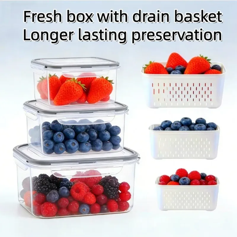 Lot de 6 Contenants de Rangement pour Fruits avec Passoire Amovible pour Réfrigérateur – Conservation Prolongée des Baies et Fruits Frais 11