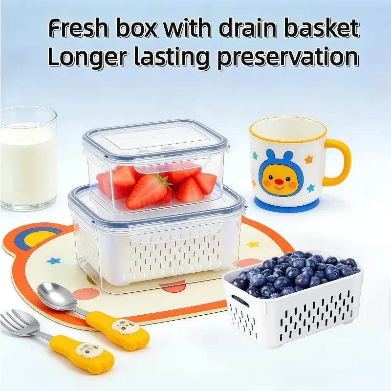 Lot de 6 Contenants de Rangement pour Fruits avec Passoire Amovible pour Réfrigérateur – Conservation Prolongée des Baies et Fruits Frais 9
