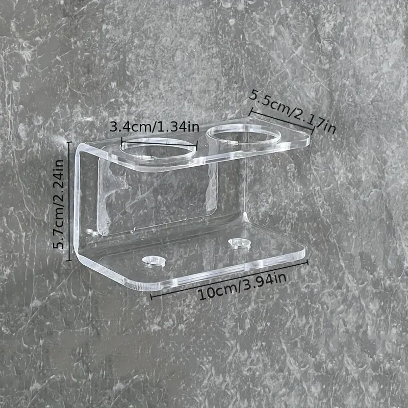 Support mural transparent et lisse pour brosse à dents électrique, design épuré et peu encombrant, étagère moderne pour salle de bain 4