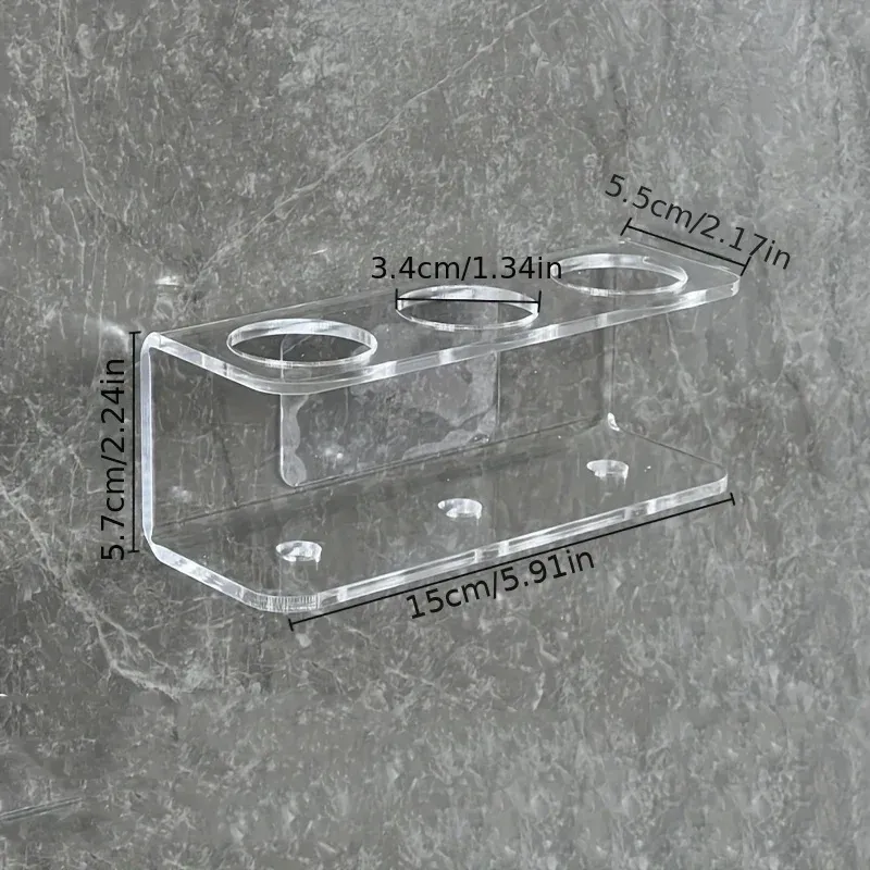 Support mural transparent et lisse pour brosse à dents électrique, design épuré et peu encombrant, étagère moderne pour salle de bain 5
