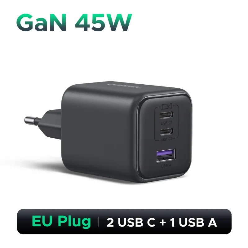 UGREEN Chargeur GaN 45W/30W/25W/20W, PD 3.0, PPS, QC 3.0, USB-C, charge rapide pour iPhone 16, 15, 14 Pro Max, Samsung S25, iPad Air (prise UE) 10