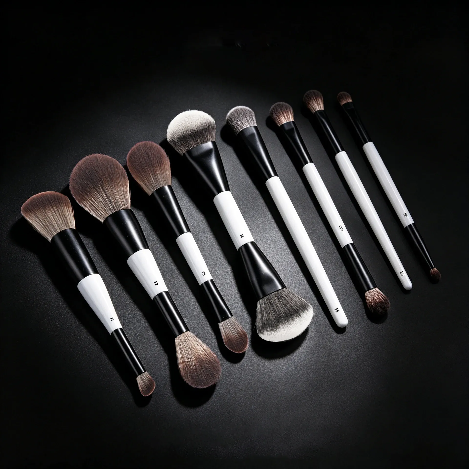 Pinceaux de maquillage F4 double tête pour contour et blush, pinceau à poudre F2, pinceau illuminateur F3, poils synthétiques doux, pinceaux cosmétiques pour blush et illuminateur 2