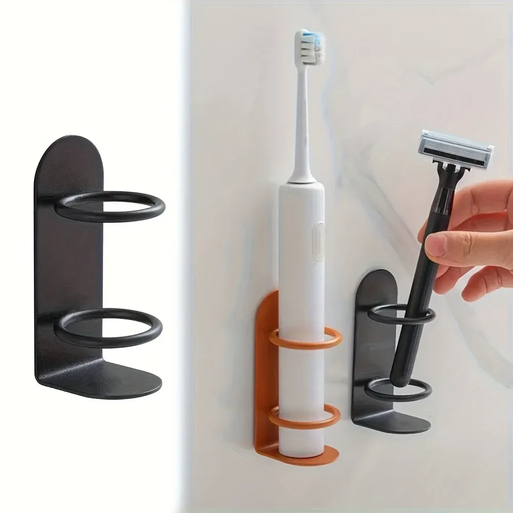 Deux porte-brosses à dents muraux, un porte-rasoir sans perçage, une étagère de rangement, un porte-peigne et un porte-stylo