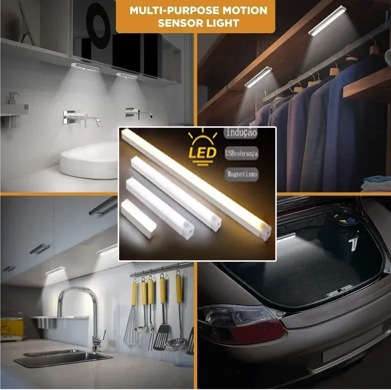 Veilleuse LED à détecteur de mouvement pour sous-meuble, rechargeable par USB 2