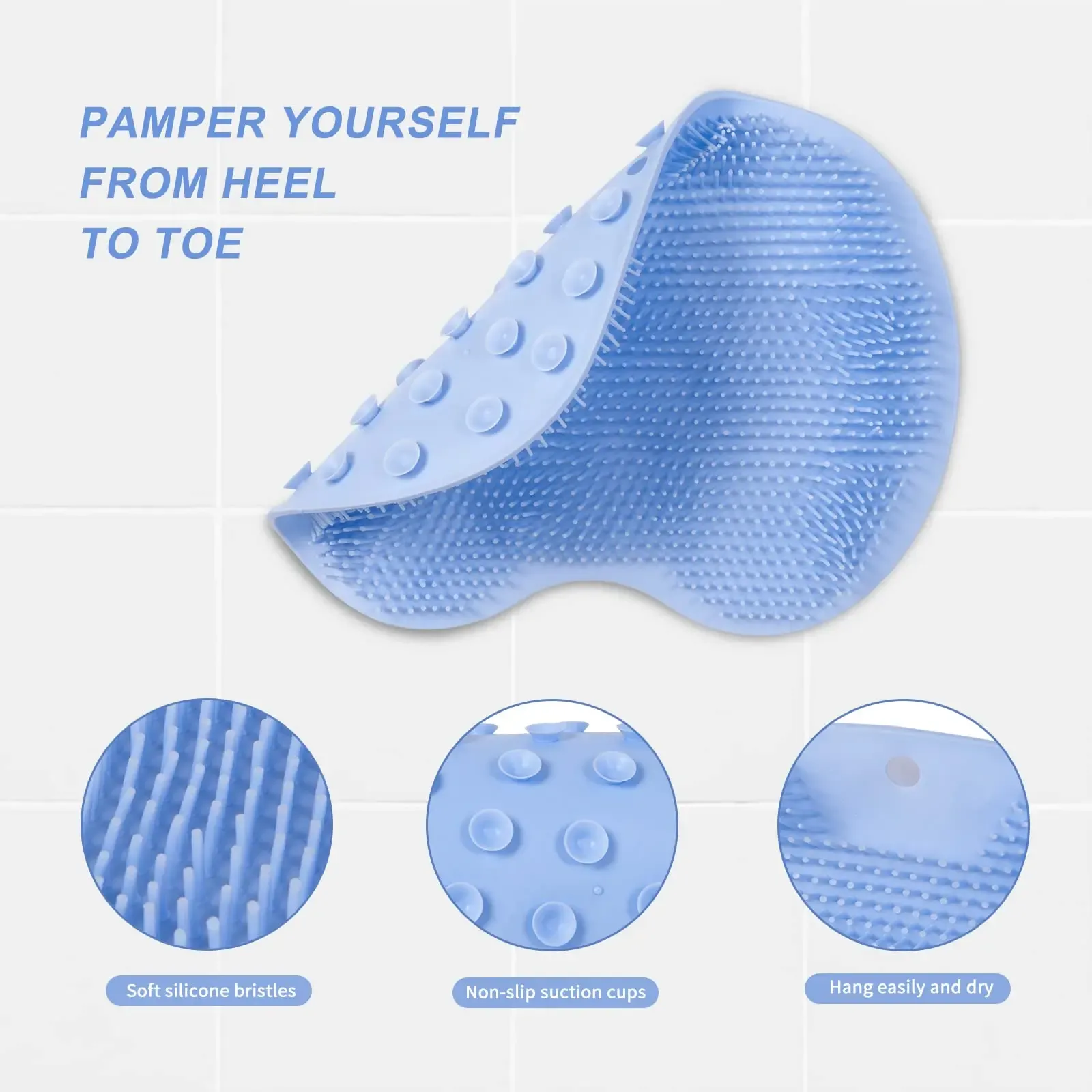 Éponge de bain pour les pieds en utilisation sous la douche