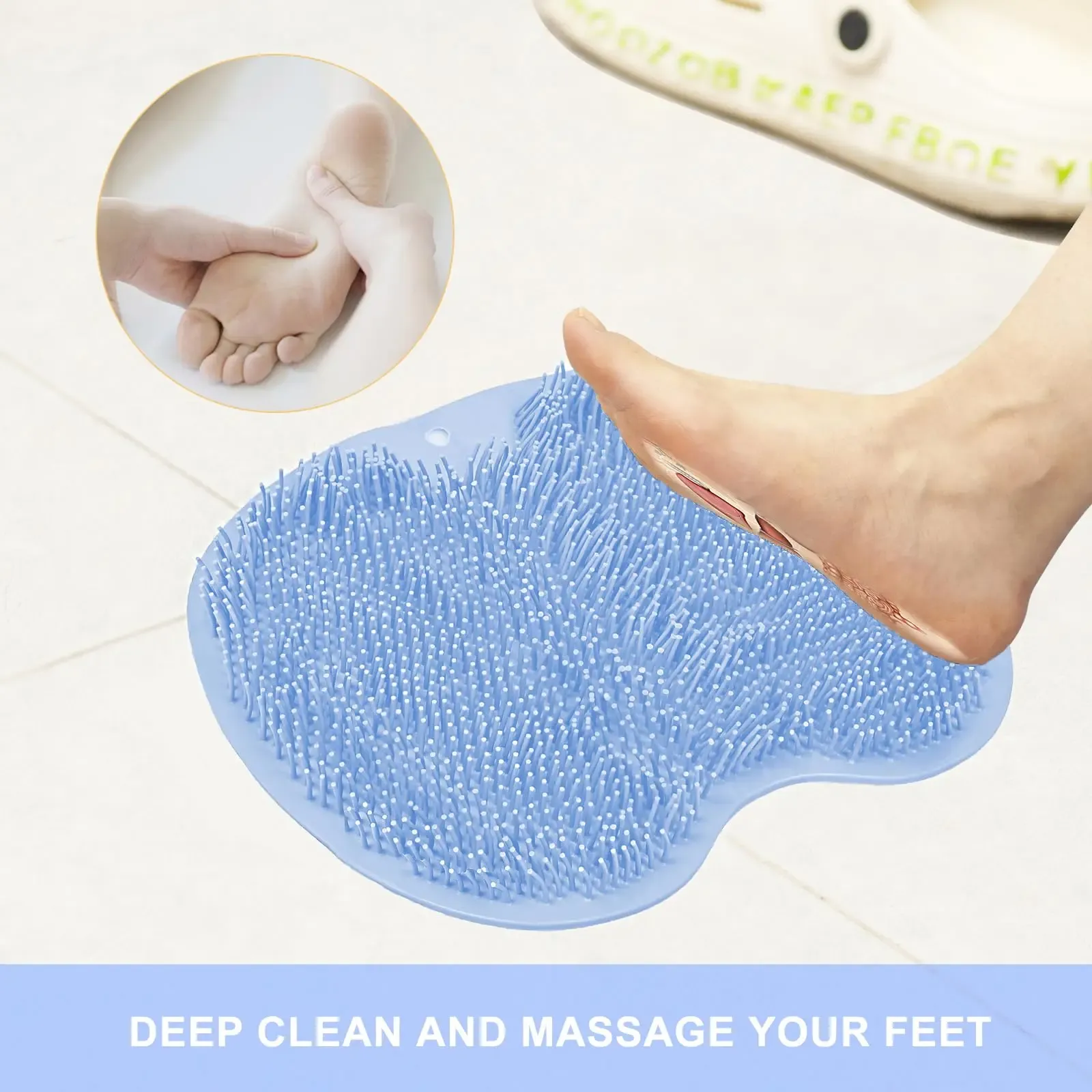 Éponge de bain en silicone pour les pieds, mise en situation