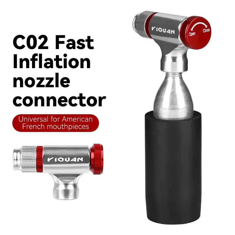 Gonfleur de pneu CO2 pour vélo en alliage d'aluminium, mini pompe à CO2 avec tête de gonflage, accessoire compact pour vélo 2