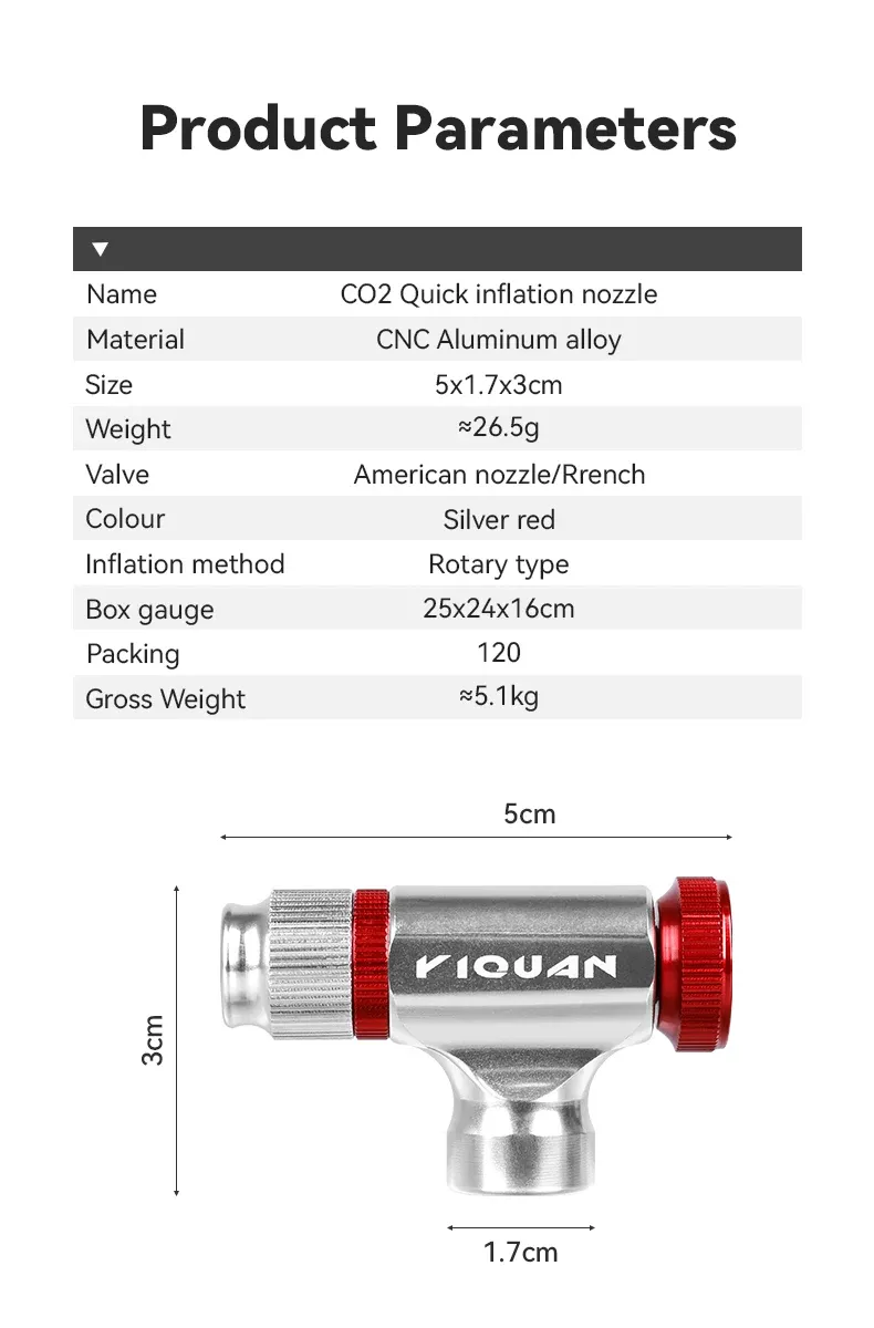 Gonfleur CO2 pour vélo, détail