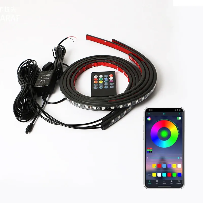 Bande LED RVB flexible pour voiture avec télécommande, éclairage d'ambiance sous caisse 4