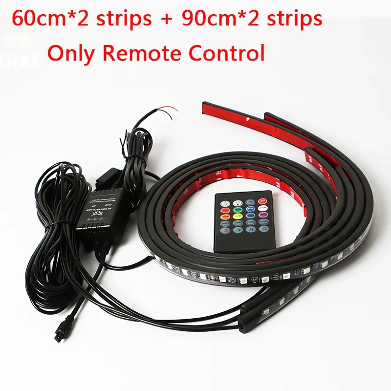 Bande LED RVB flexible pour voiture avec télécommande, éclairage d'ambiance sous caisse 14